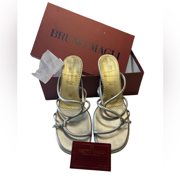 Bruno Magli Shoes - Bruno Magli Cher Silver Sandals with Block Heel, Vintage 1998, Size 8.5, Luxury